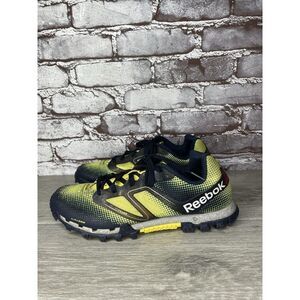 Reebok H20Drain DuraGrip FitFrame Black Neon Yellow Running Shoes Women 7.5US/38